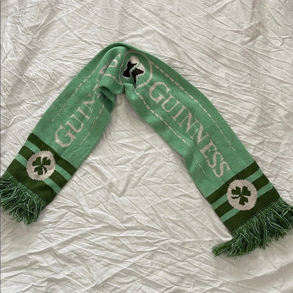 Guinness Green and Dark Green Shamrock Knit Scarf